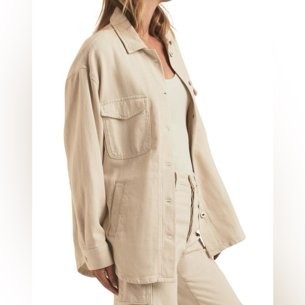 Favorite Daughter The Dad Shacket in Bone Size M Oversized Cotton NWT